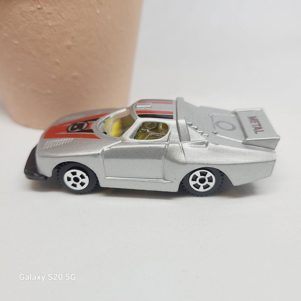 Vintage Metal Diecast Race Car Toy Silver Red Black Number‎ 5 Collectible